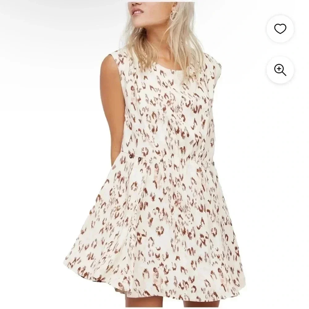Free People Womens Fake Love Printed Mini Open Back Loose Fit Dress Size S